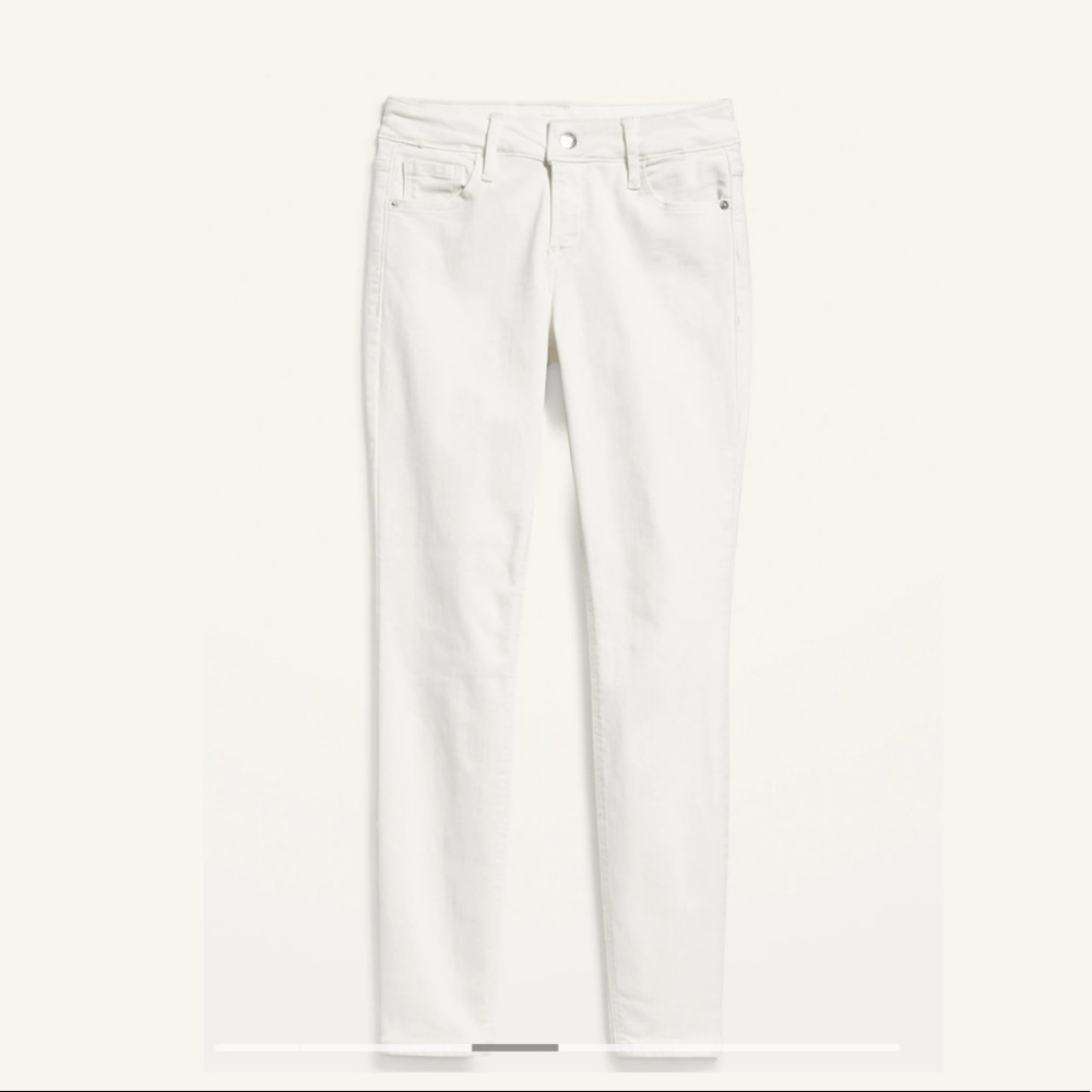Old Navy White Rock Star Jeans Mid-Rise 6 Long Women